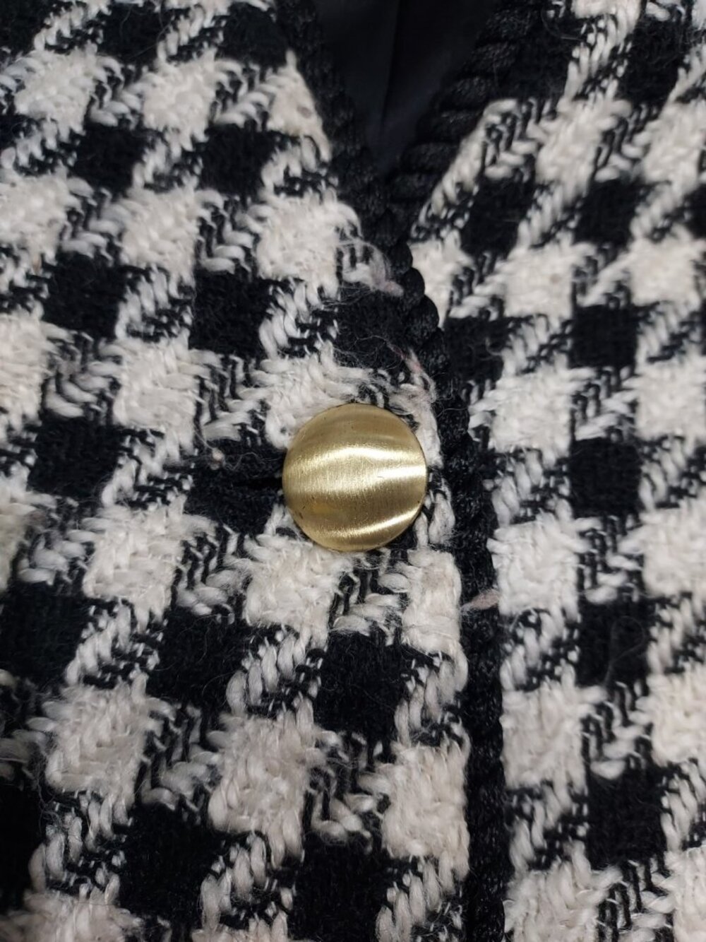 Blazer Houndstooth Retro Plymouth Size 6 Ornate Gold Buttons Professional Wear - Picture 10 of 14